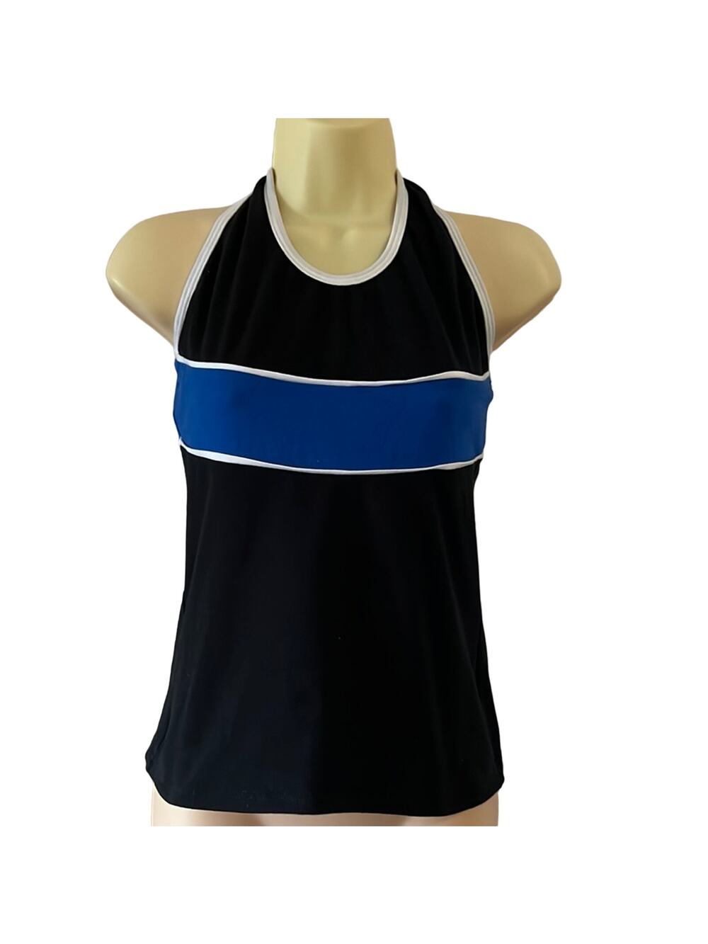 Bal Togs Dancewear Black, Blue & White Halter Top Adult Size Medium